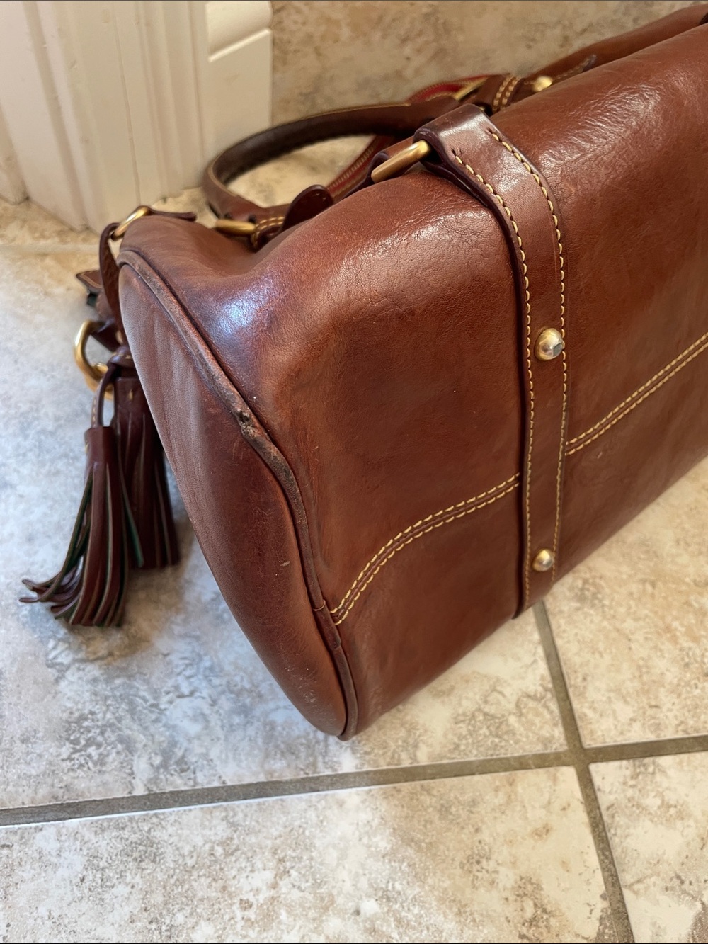 Dooney & Bourke Brown Leather Satchel chestnut large bag - Picture 5 of 11
